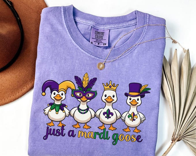 Comfort Colors© Mardi Gras Silly Goose Shirt: 2026 Coquette Louisiana Festival Celebration Apparel