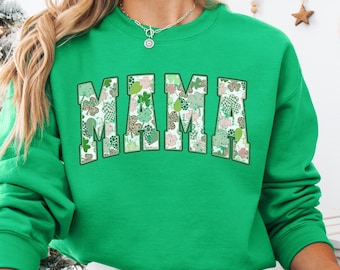Mama Shamrock Sweatshirt, St. Patricks Day Sweatshirt for Mama, Irish Mom Sweatshirt, Lucky Mama Sweatshirt,St. Patrick's Day Gift,Mama Gift