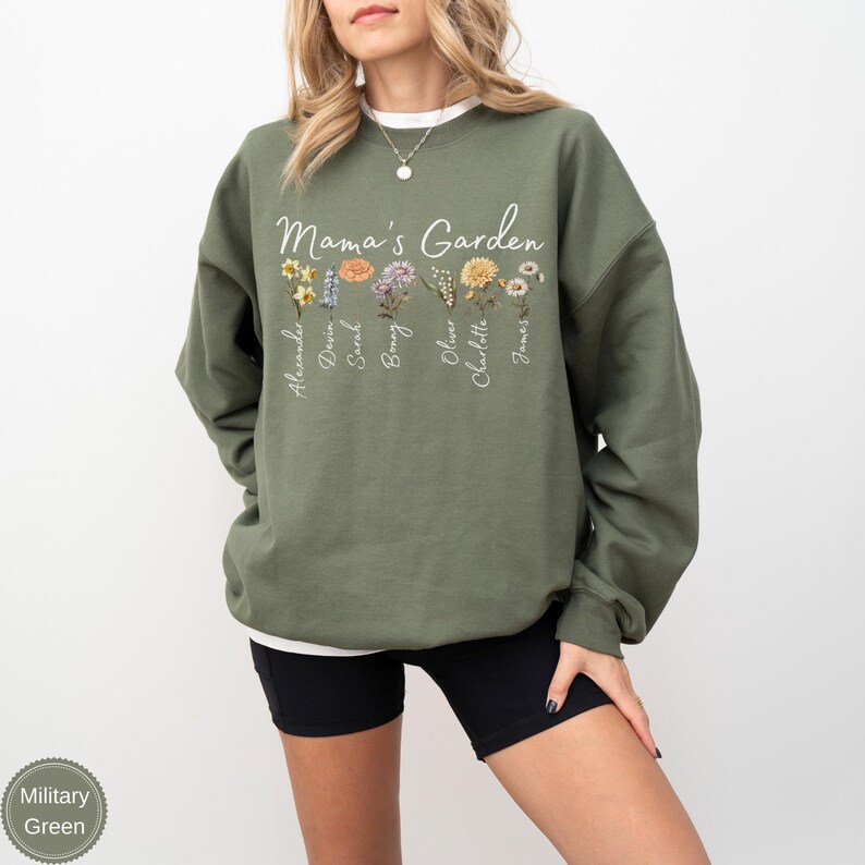 Grandma's Garden Sweatshirt,Custom Birthflower Sweatshirt,Gift for Grandma,LoveGrows Here,Mom's Garden,Grandma's Garden Tee,Christmas Gifts image 10