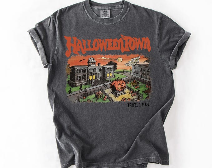 Halloweentown Est 1998 Vintage 90s Style Graphic T-Shirt, Retro Comfort Colors® Halloween University Spooky Unisex Top, Halloween Spooky Tee