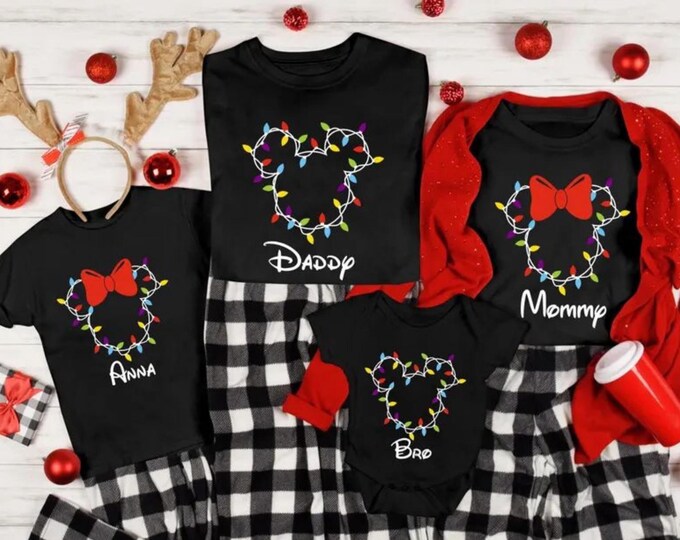 Custom Disney Family Christmas Shirt, Matching Christmas Tees, Personalized Disney Character Christmas Shirt, 2025 Mickey’s Very Merry Shirt