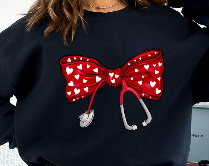 Nurse Bow Sweatshirt, Coquette Nurse Shirt, Gift For Nurse, Nurse Ribbon Hoodie, Registered Nurse Shirt,Nurse Hoodie,Nurse gift idea,trendy
