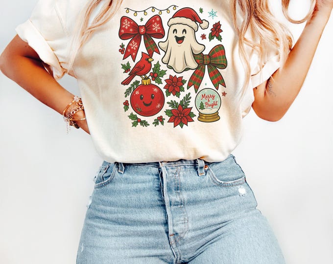 Ghost Santa Christmas Sweatshirt, Christmas Ghost Gift, Holiday Gift, Xmas Gift, Christmas Sweatshirt, Halloween Ghost Sweatshirt