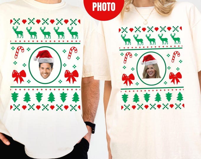 Family Matching Christmas Ugly Sweater Custom Face Photo Holiday shirt Group Personalized Xmas Gift for Family Keepsake Christmas Party