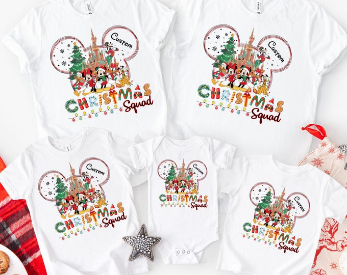 Custom Disney Family Christmas Shirt, Matching Christmas Tees, Personalized Disney Character Christmas Shirt, 2025 Mickey’s Very Merry Shirt