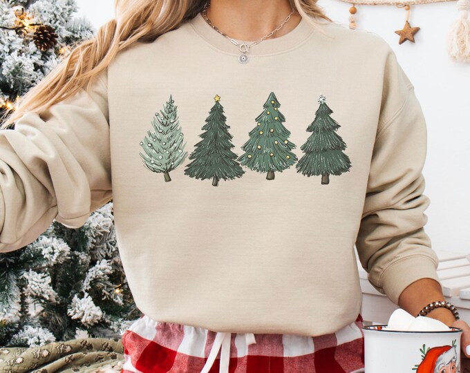 Christmas Sweatshirt Womens Christmas Sweater Christmas Crewneck Pullover Christmas Tree Holiday Sweaters Winter Matching Kids Youth Toddler