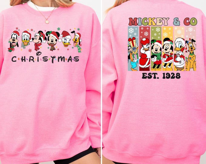 2-Sided Mickey's Very Merry Christmas Party 2025 Shirt, Disney Santa Mickey And Friends Group Christmas Lights Shirt, Disneyland Xmas Tee