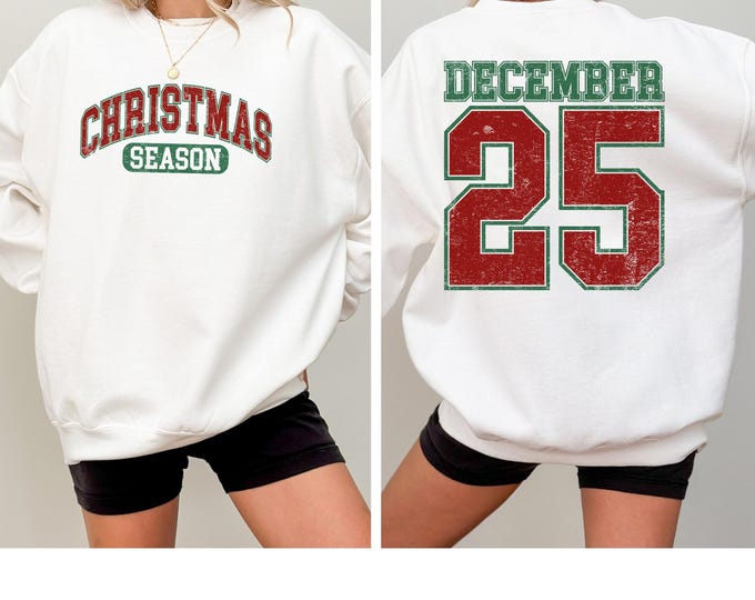 Retro December 25 Sweatshirt, December 25 Cozy Crewneck Sweater, Cozy Season Shirt, Holiday Sweater, Women Holiday Gift