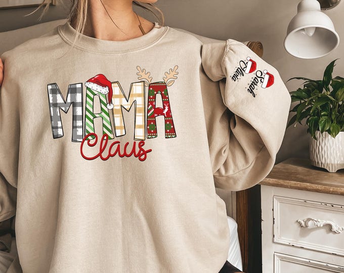 Christmas Mama Sweatshirt, Custom Christmas Mama Sweatshirt, Coquette Bow Christmas Mama , Christmas Mama Claus Sweater, Christmas Mom Gift