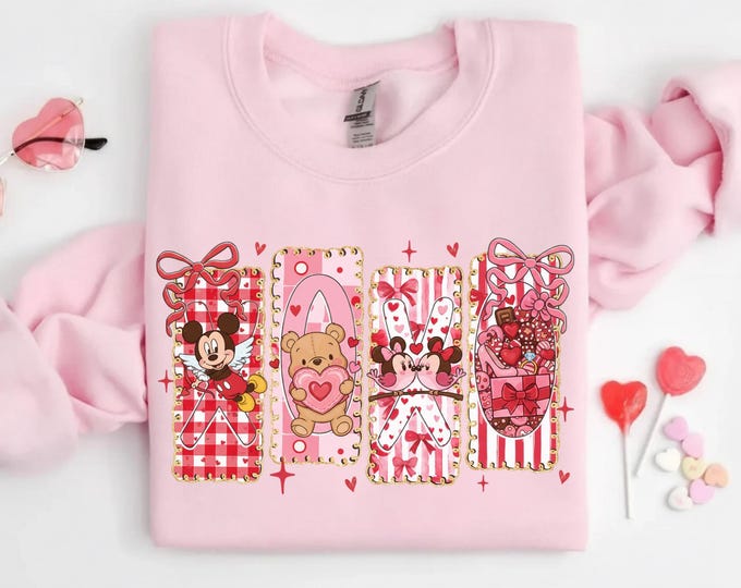 Valentine Disney Shirt, Mickey Minnie Love T Shirt, Cute Pink Cartoon Couple Tee, Romantic Valentine Gift, Disneyland Shirt