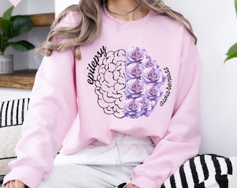 Maglietta per la consapevolezza dell'epilessia, felpa per la salute mentale, maglietta da donna sulla neurodiversità, maglietta con nastro rosa, regali motivazionali per l'epilessia