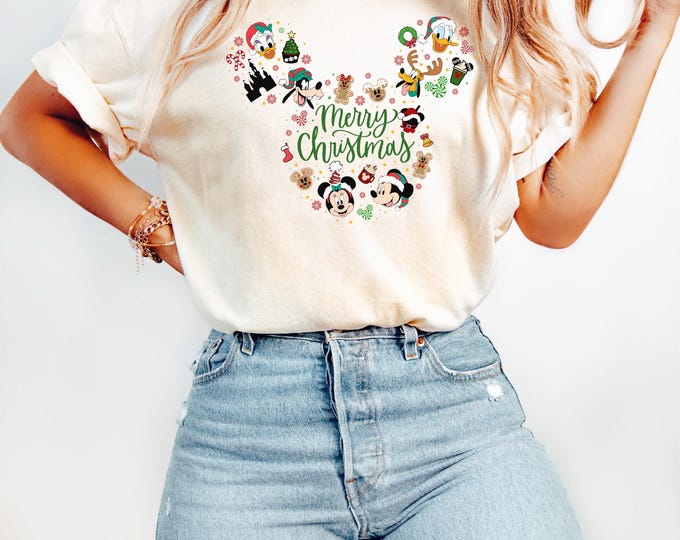 Vintage Mickey And Friends Christmas Shirt, Disney Christmas Shirt, Mickey Holiday Lights Shirt, Disney Family Matching Christmas Shirt