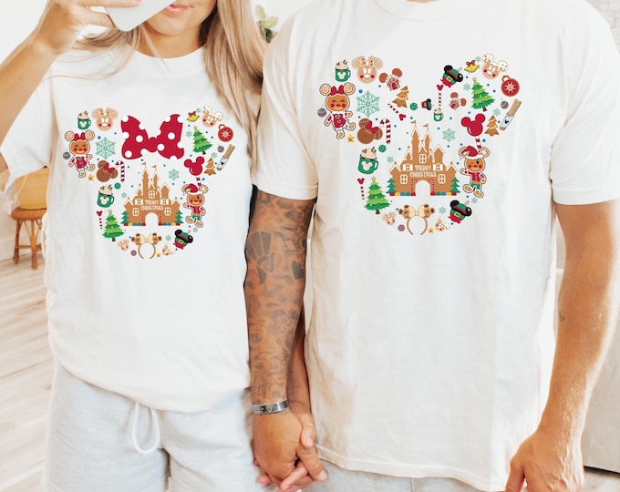 Mickey Minnie Cookies Christmas Shirt, Disney Christmas Couple Shirt, Christmas Cookie Tee, Mickey and Minnie Gingerbread Shirts, Xmas Party