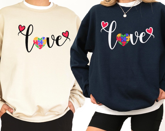 Autism Shirt Valentine Day Love Shirt Puzzle Piece Heart Women's Top Autism Mom Shirt Mother's Day Gift Support System,Christmas autism Gift