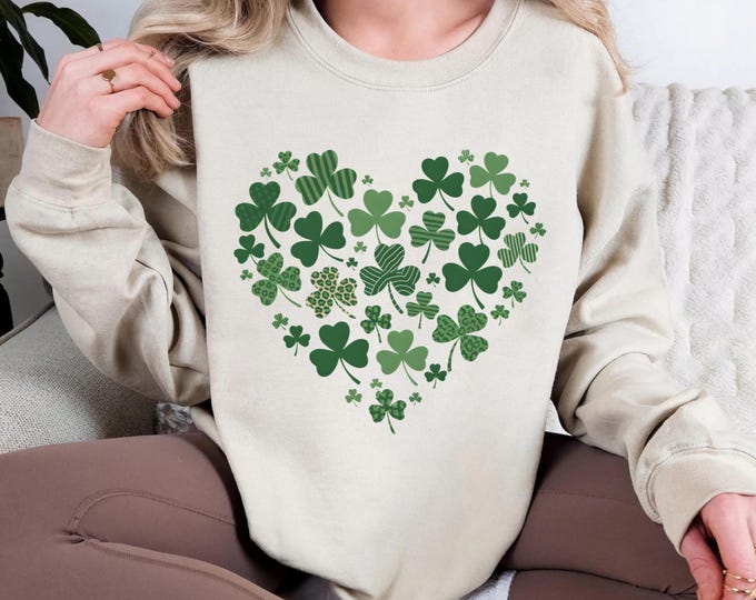 Heart Shamrock Shirt, Womens St Patricks Day Shirt, Love Clover Shirt, Shamrock Shirt, St Patricks Day Gift, Clover Shirt, Lucky Heart Shirt