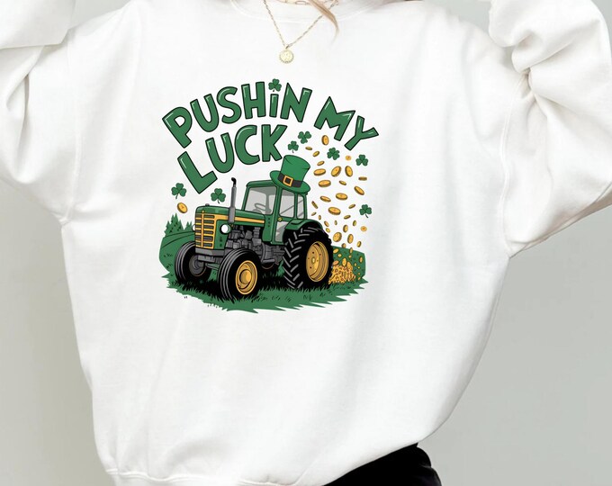 Pushing My Luck St. Patrick's Day Boys Shirt -Cute Toddler Boys Construction St Patricks Tee - Funny St Patrick's Day Kids Shirt,Trendy gift