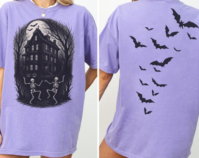 Vintage Haunted House Shirt, vintage Spooky Season Shirt, Halloween Gift, Vintage Halloween shirt, Vintage Halloween, Bats T-shirt