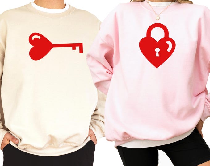 Heart Lock and Key Shirt,Matching Couple Shirts, Wedding Gift, Couple Valentines Gift, Love Shirt, Key and Lock Tees, Valentine's Day Gift