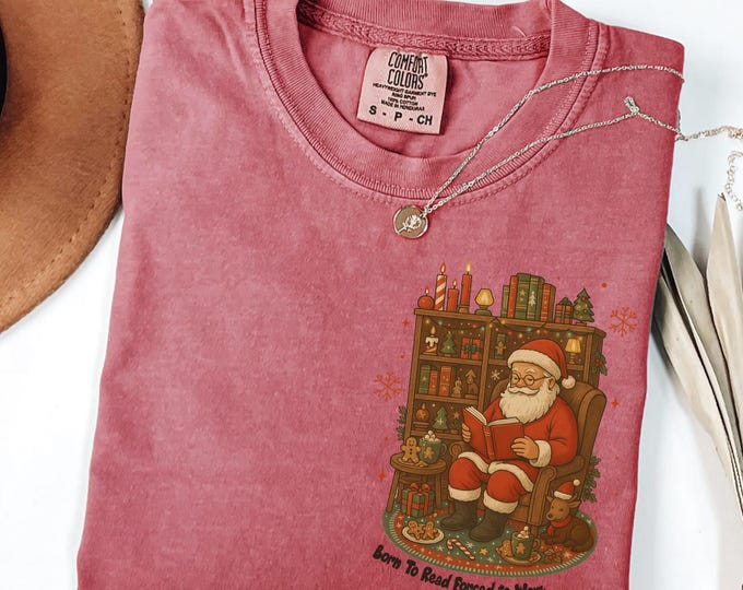 Santa Christmas Shirt Gift for Librarian,Bookworm Christmas Sweater,Christmas Book Tree Sweatshirt,Book Lovers Christmas Sweatshirt