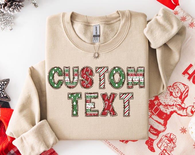 Family Christmas Name Shirt, Doodle Alphabet Family Christmas Shirt, Personalized Christmas Family T-Shirt, Custom Christmas Shirt With Name