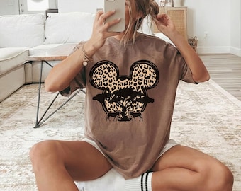 Leopard Print Minnie Mouse Shirt, Cute Disney Mom Shirt, Leopard Minnie Ear Shirt, Leopard Women Shirt, Disney Family Vacation Shirts,