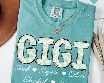 Personalized Gigi Shirt with Grandkids Names,Floral GigiT-Shirt,Mimi Gifts,Mother's Day Shirt,Custom Kids Names Grandma Shirt,Mimi Tee