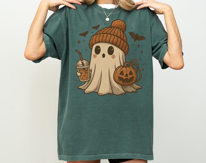 Halloween Ghost Comfort Colors Shirt, Cute Ghost Shirt, Womens Halloween Shirt, Cute Fall Shirt, Spooky Season Shirt, Gift For Halloween