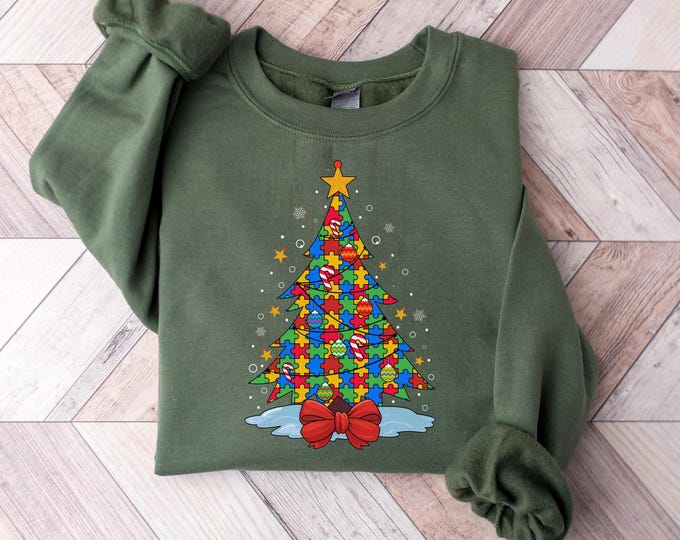 Autism Christmas Shirt, Autism Christmas Tree Shirt, Autism Awareness Christmas Gift, Autism Awareness Shirt