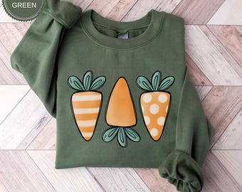 Sudadera de zanahoria de Pascua, sudadera de Pascua para mujer, sudadera de jardín, sudadera de conejo de primavera, regalo de Pascua para mujer