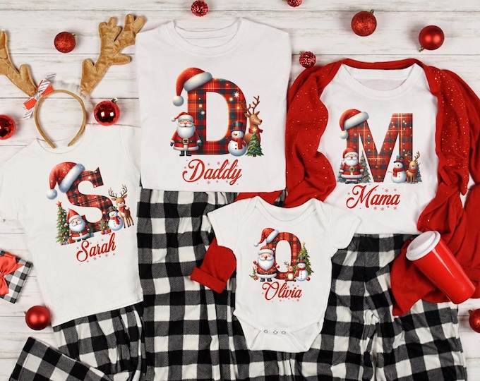 Family Christmas Name Shirt, 2025 Monogrammed Family Christmas Shirt,Personalized Christmas Family T-Shirt,Custom Christmas Shirt,Xmas Shirt