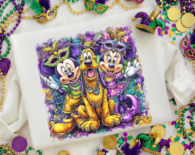Vintage Mickey & Friends Mardi Gras Shirt, Disney Mardi Gras Carnival Tee, New Orleans Fleur De Lis, WDW Disneyland 2026