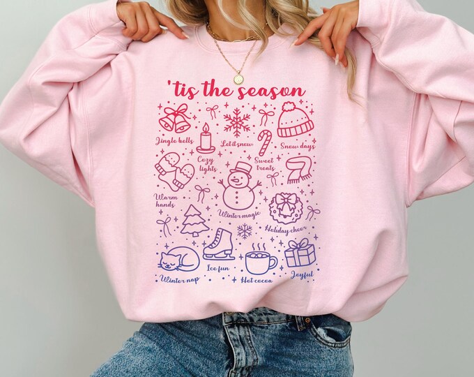 Tis the Season Collage Shirt, Tis the Season Tee, Women's Holiday Tshirt, Festive Holiday Party Tee, Trendy Christmas Shirt, Gift for Her