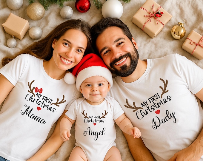 First Christmas of Family Shirt, First Christmas As Mommy, Personalized First Christmas Family Matching Shirt, My First Christmas Shirt