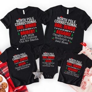 60 Quotes and Custom North Pole Correctional Shirt, Funny Family Matching Christmas Shirt, Xmas, Long Sleeve Tees, Christmas Shirts 2025