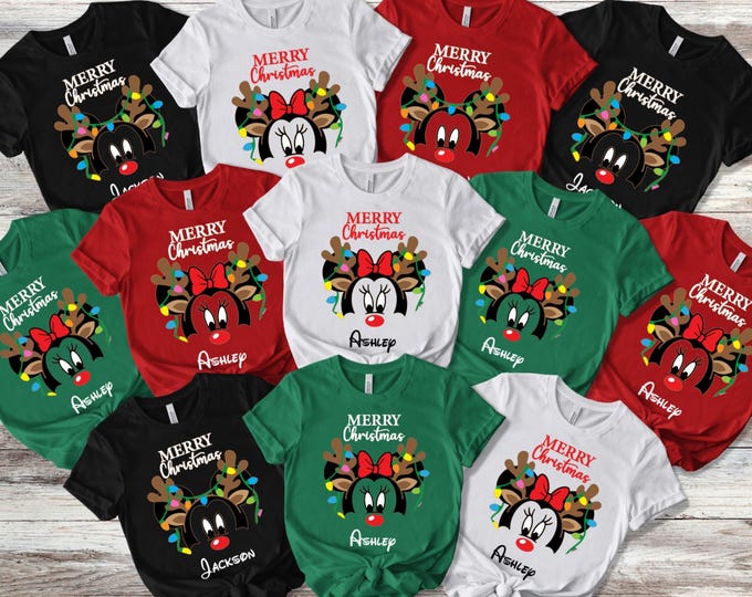Custom Disney Family Christmas Shirt, Matching Christmas Tees, Personalized Disney Character Christmas Shirt, 2025 Mickey’s Very Merry Shirt