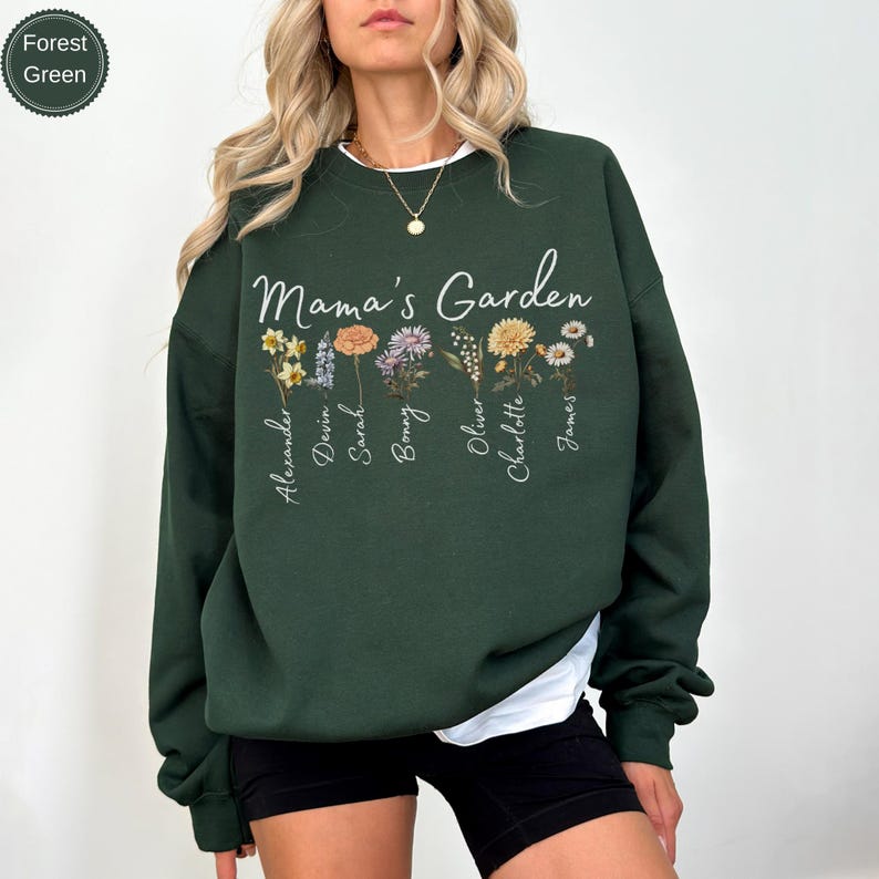 Grandma's Garden Sweatshirt,Custom Birthflower Sweatshirt,Gift for Grandma,LoveGrows Here,Mom's Garden,Grandma's Garden Tee,Christmas Gifts image 9