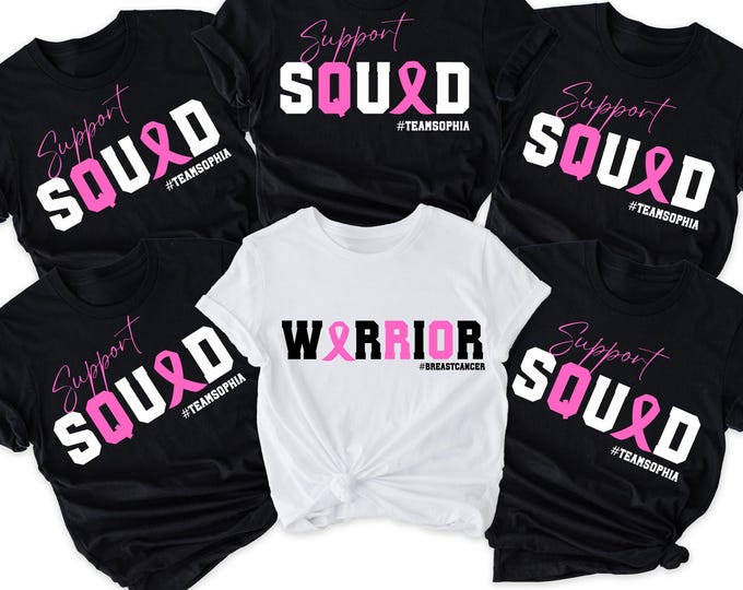Custom Breast Cancer Support Squad Shirt, Warrior Shirt ,Her Fight is Our Fight Shirt, Pink Ribbon Shirt, Breast Cancer Awareness Team Tees
