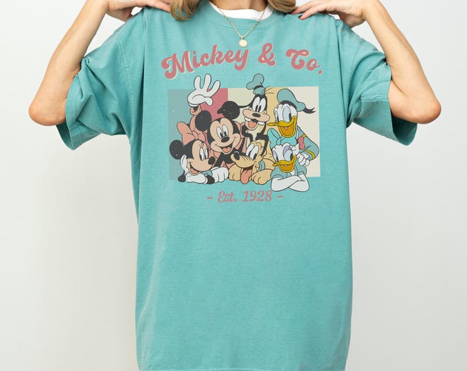 Retro Mickey & Co 1928 Comfort Colors Shirt, Disneyland Tee, Disneyworld Shirt, Mickey And Friends Family Shirt, Disney Gift