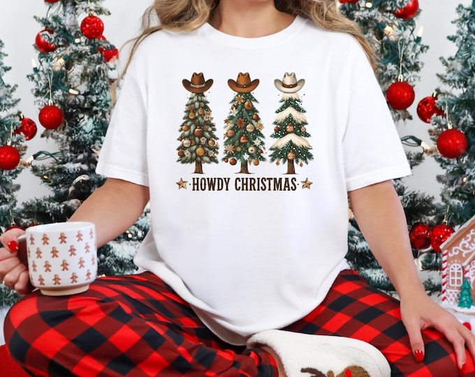Howdy Christmas Sweatshirt, Christmas Season Shirt, Cowboy Christmas Hoodie, Funny Christmas Western Sweater, Christmas Tree Sweatshirt