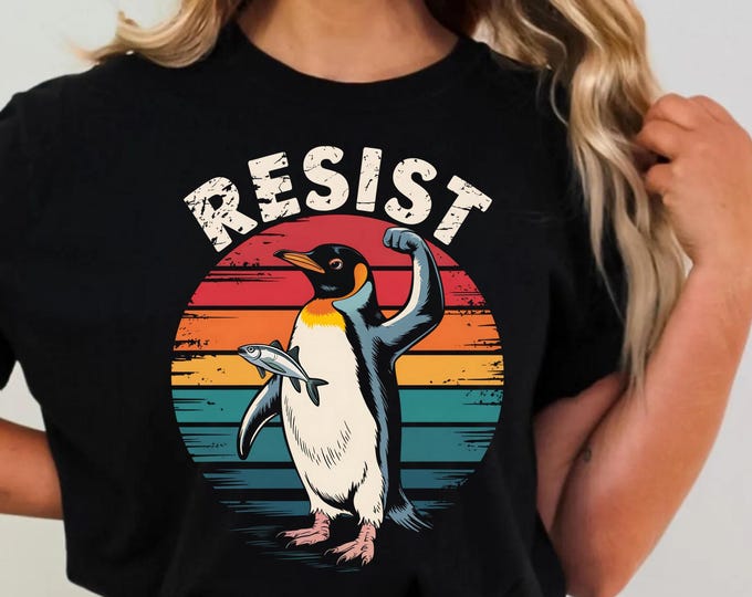 Penguins Resist Shirt, Flippers Up T-shirt, Heard Island Shirt, Protest Penguins Tshirt, Penguins Against Tariffs Tee, Subtle FDT Resistance