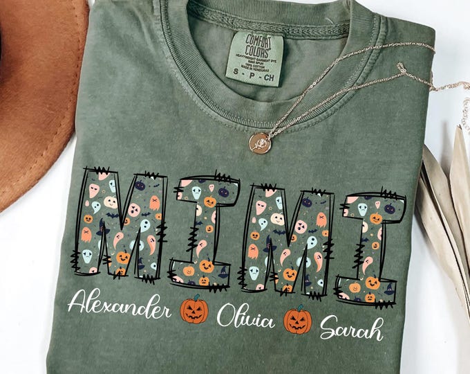 Halloween Custom Mama Comfort Colors® Shirt, Mom Halloween Shirt, Spooky Mama Shirt, Mama Halloween, Cute Ghost Shirt, Floral Ghost Shirt
