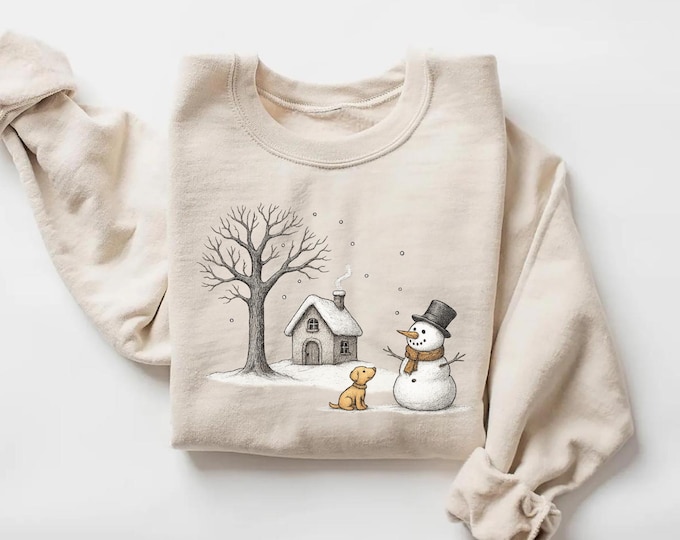 Cute Snowman Sweatshirt, Cute Snowman Dog Lover Sweatshirt, Snow Lover Sweatshirt, Christmas Shirts for Women, Snowman Shirt,Snowman T-Shirt