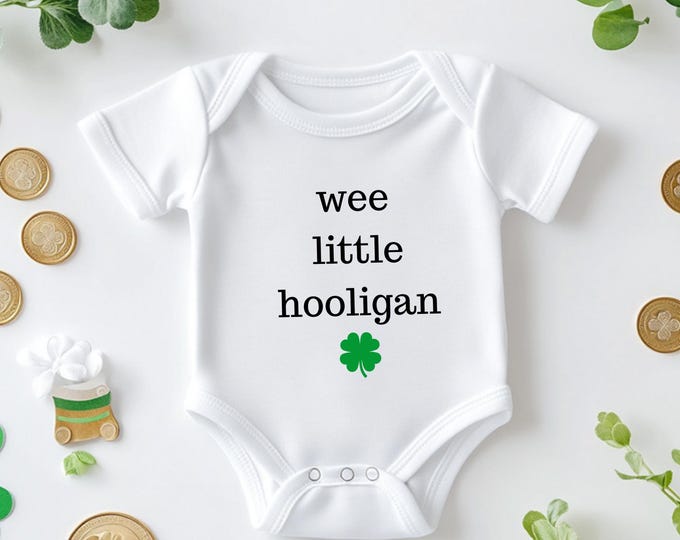Wee Little Hooligan Toddler Sweatshirt - St Patrick's Day Kids Pullover - Vintage Natural Crew Neck  Funny St Patrick's Day Kids Shirt,