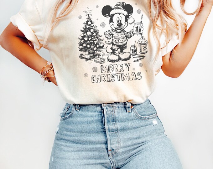Retro Disney Christmas Santa Mickey and Friends Christmas Lights Shirt, Mickey's Very Merry Xmas Shirt, Disneyland Christmas Matching Tee
