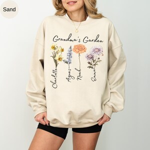 Grandma's Garden Sweatshirt,Custom Birthflower Sweatshirt,Gift for Grandma,LoveGrows Here,Mom's Garden,Grandma's Garden Tee,Christmas Gifts image 15
