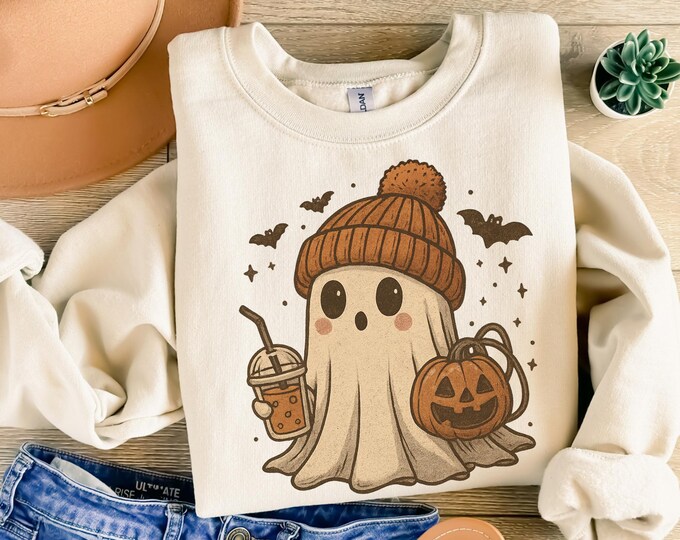 Ghost Halloween Sweatshirt, Womens Halloween Shirt, Halloween Party Shirt, Fall Sweatshirt, Halloween Gift, Halloween Costume