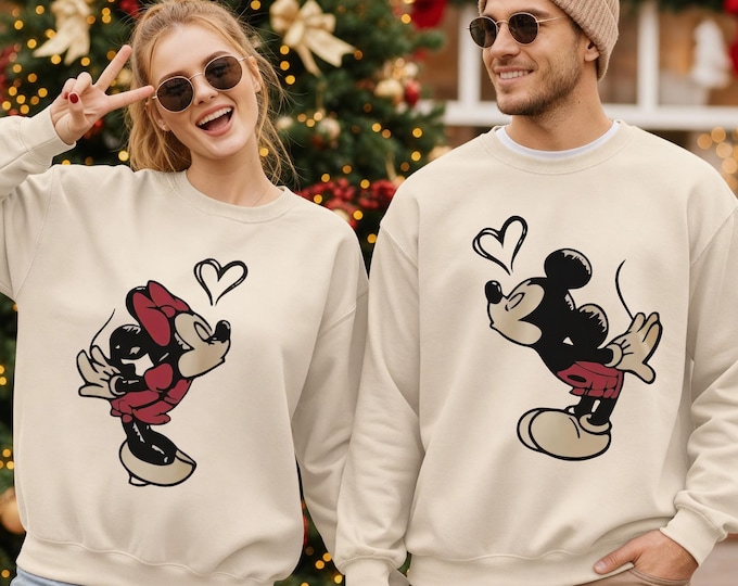 Custom Lover Mickey and Minnie Sweatshirt, Valentine Gift Hoodie, Disney Couple Disney Matching Sweater, Disney Lover Valentines Day Sweater