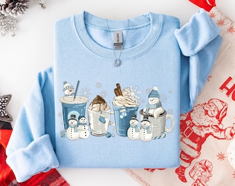 Winter-Kaffeetassen-Sweatshirt, Winter-Sweatshirt, gemütlicher Saisonpullover, Winterpullover, Winter Hoodie, Kaffee Hoodie, Kaffee-Liebhaber-Shirt