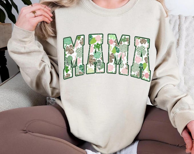 Mama Shamrock Sweatshirt, St. Patricks Day Sweatshirt for Mama, Irish Mom Sweatshirt, Lucky Mama Sweatshirt,St. Patrick's Day Gift,Mama Gift
