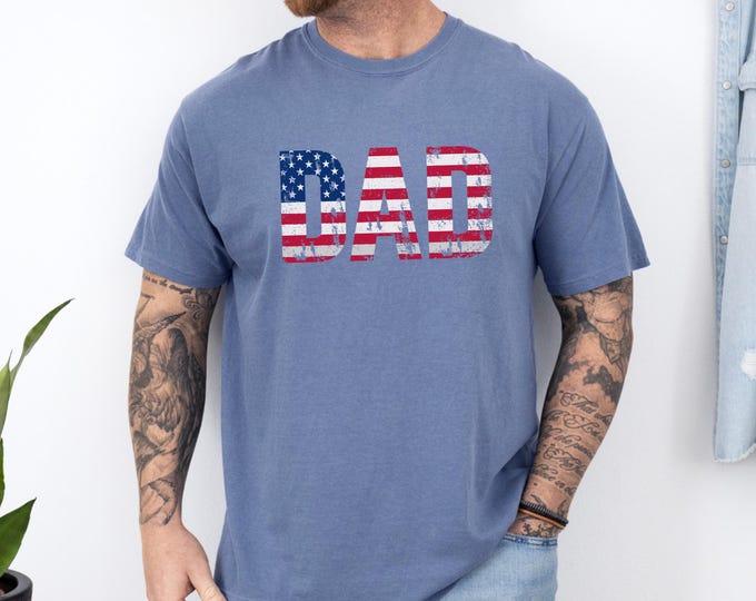 Comfort Colors® Dad 4th of July Shirt, Man Myth Legend Dad Fourth of July Independence Day Shirt, Dad USA Flag Shirt Tee,Father's Day Gift